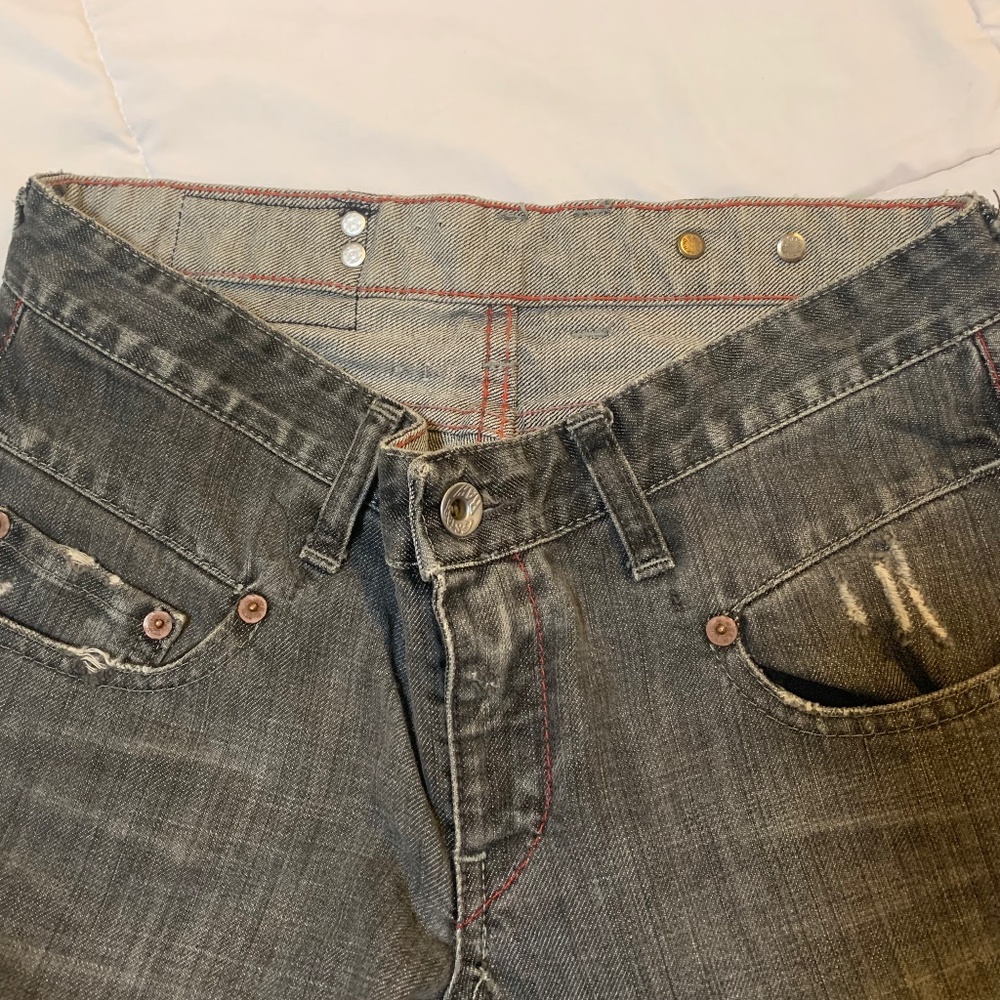 G-Star Straight Leg Jeans in Faded Black with Red Stitching